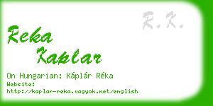reka kaplar business card